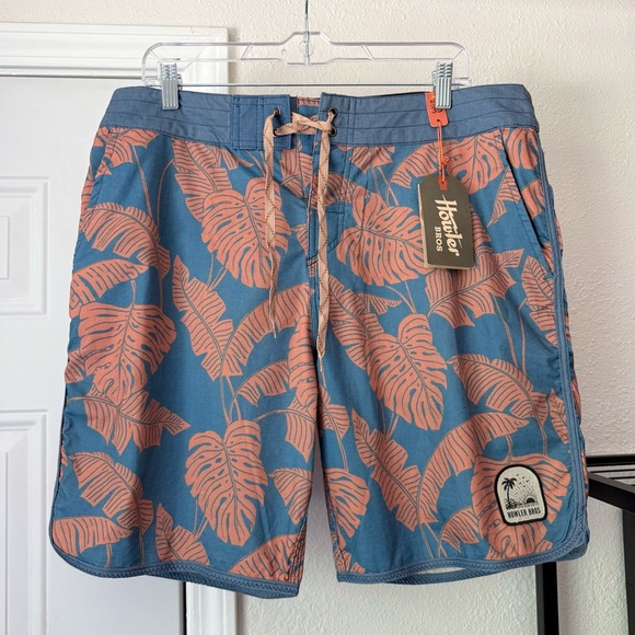 NWT HOWLER BROS blue orange swim leaf tropical Hawaiian board shorts trunks